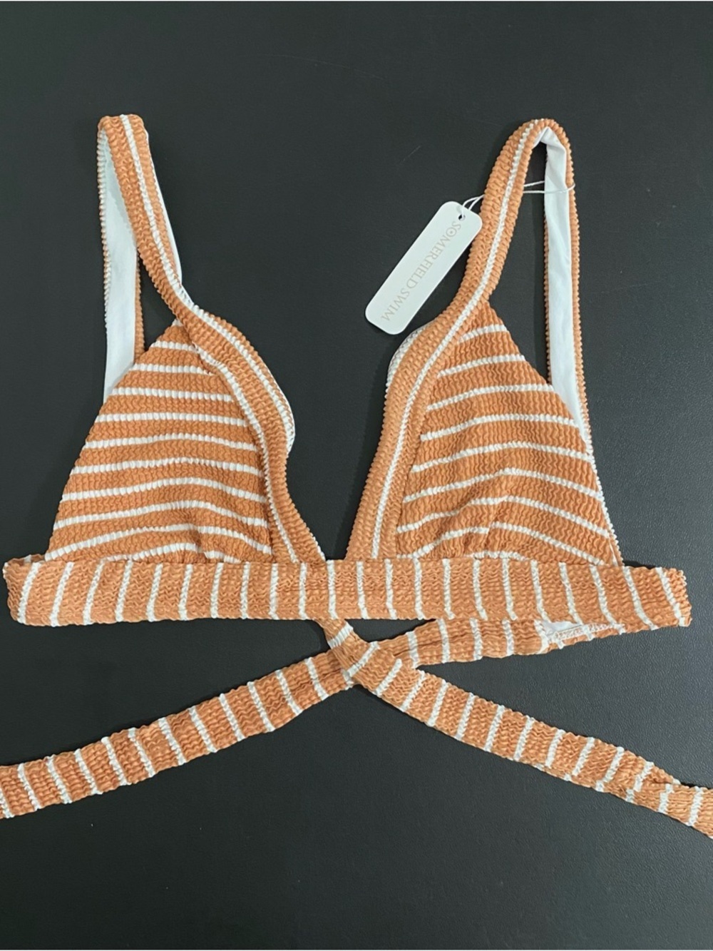 Somerfield Swim New Malindi Bikini Top Size XL Nautique Brown White Stripes - Picture 8 of 14
